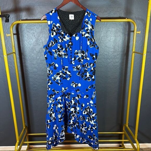 CAbi Blue Fit and Flare Dress with V-neck for Casual Occasions - Picture 1 of 7